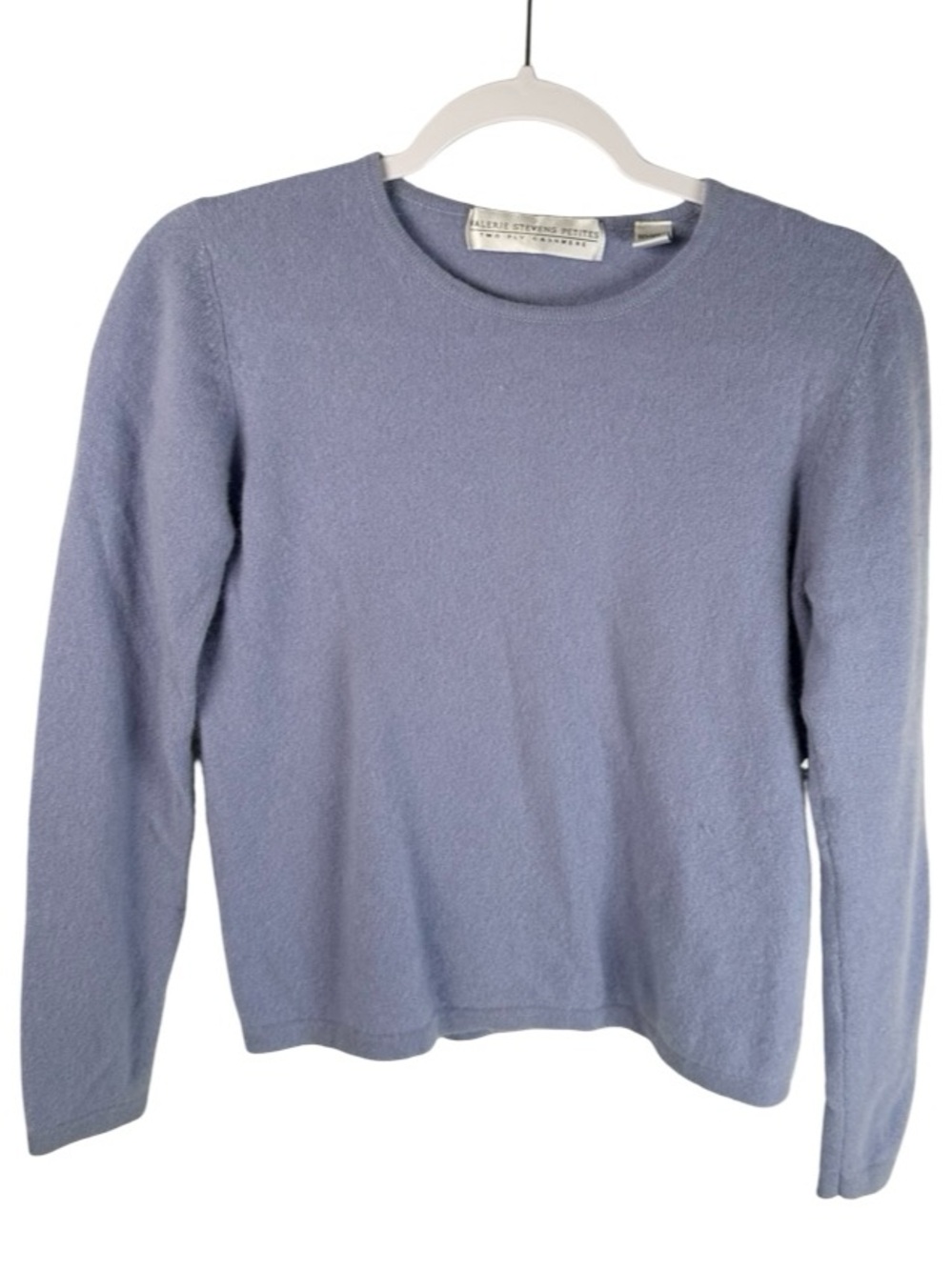 Valerie Stevens medium petite periwinkle purple 100% Cashmere knit Sweater